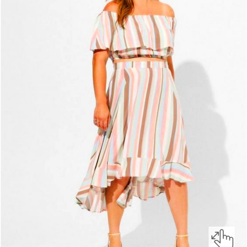Torrid Midi Challis Off Shoulder Hi-Low Skirt Set